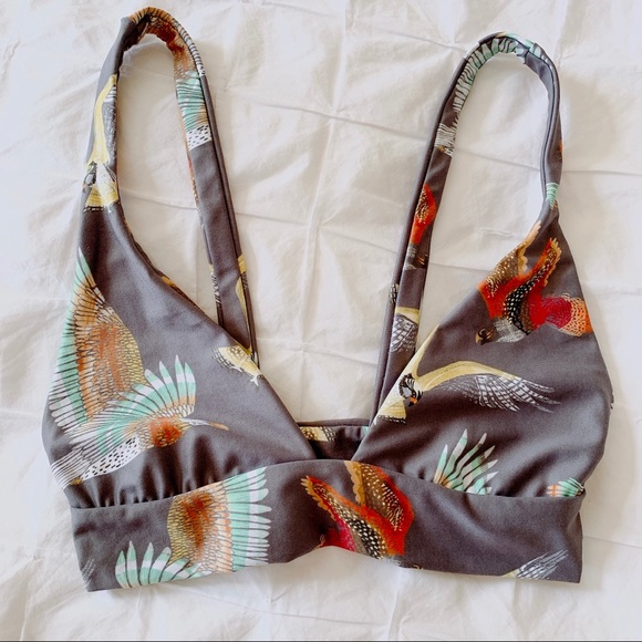 NEW RARE! BOYS + ARROWS RAPTOR 🦅 BIRD FILLIS BIKINI TOP sz L EAGLES GRAY RED - Picture 1 of 6